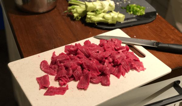 slicing beef against the grain