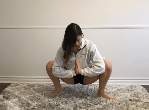 garland pose for tight hip flexors