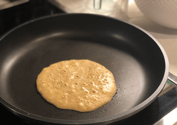 banana pancake batter ready to flip