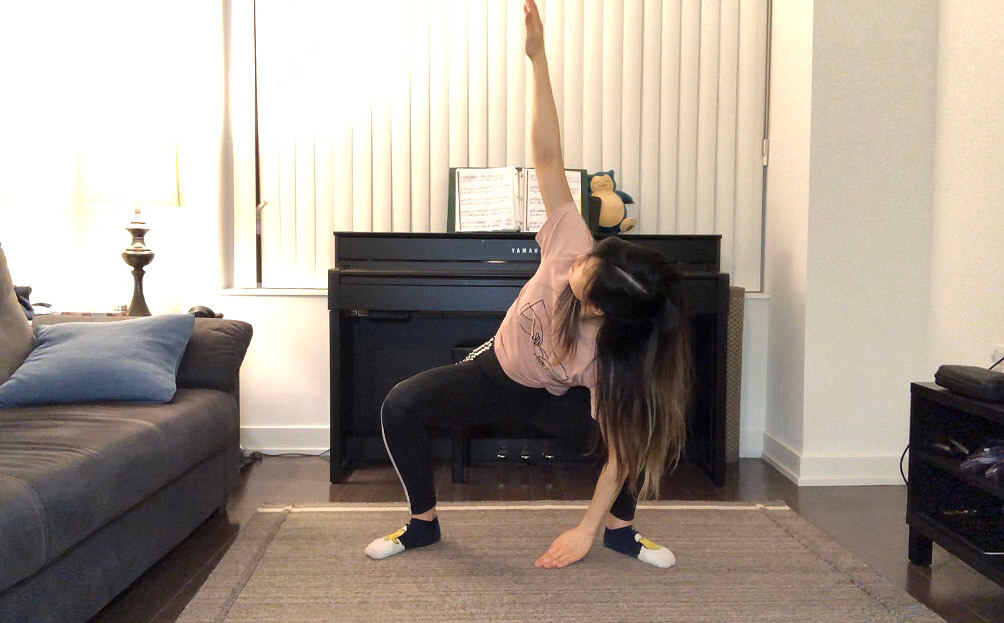 garland pose with twist hip stretch