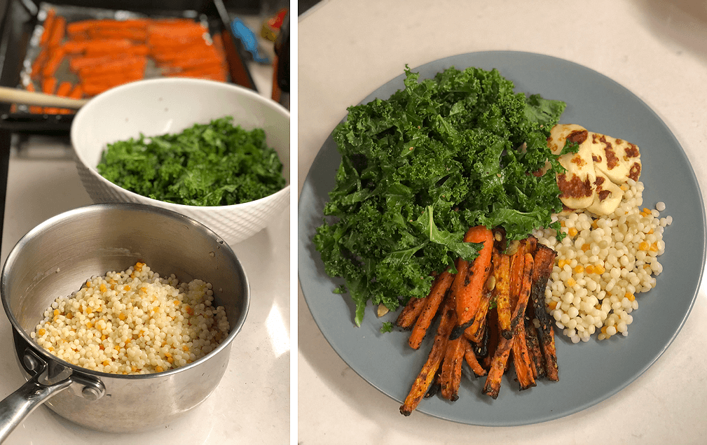 GoodFood Review Halloumi and Honey Za'atar Roasted Carrot Bowls